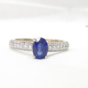 Oval-Cut Blue Sapphire & Diamond Ring
