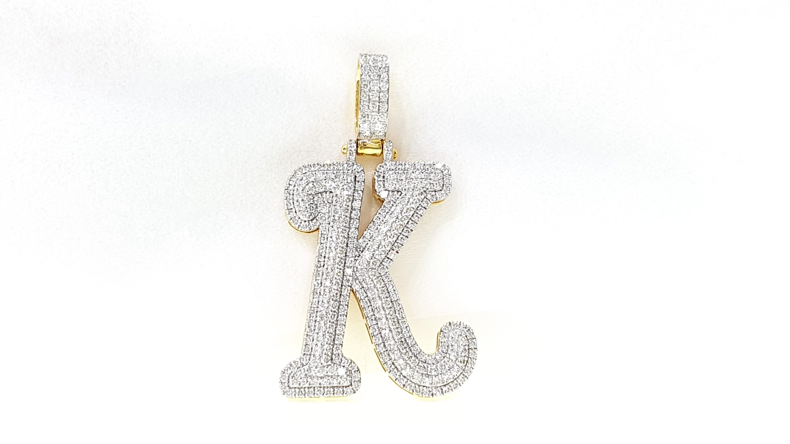 Yellow Gold Diamond Letter Initial K Pendant 18 Kt Gold – Parasmani ...
